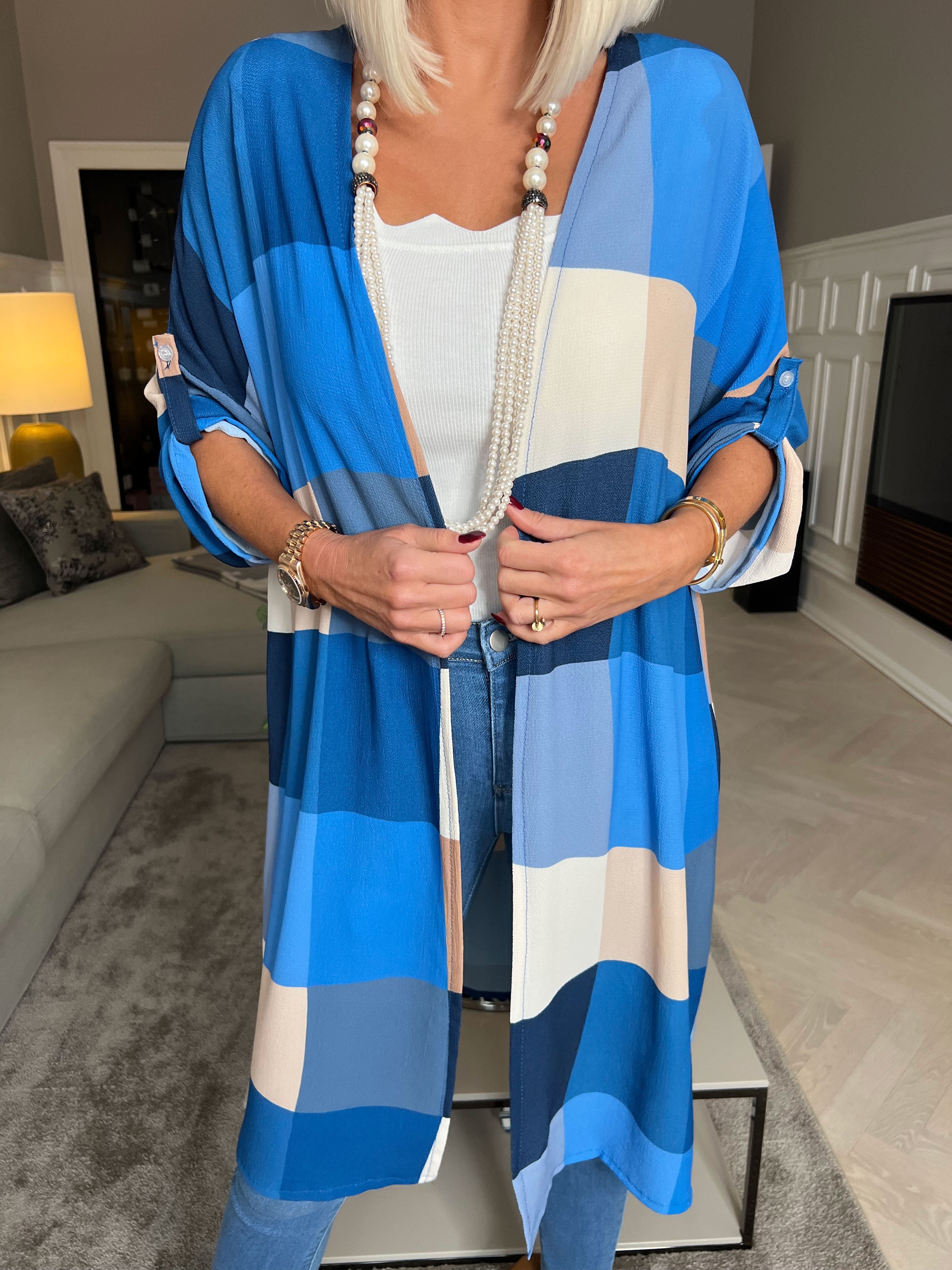 Vanesa Kimono - Söt kimono i viskos med rutor - Pink